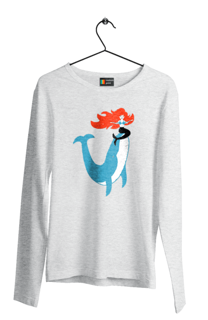 Men`s longsleeve with prints Mermaid And Whale. Mermaid, sea, whale. 2070702
