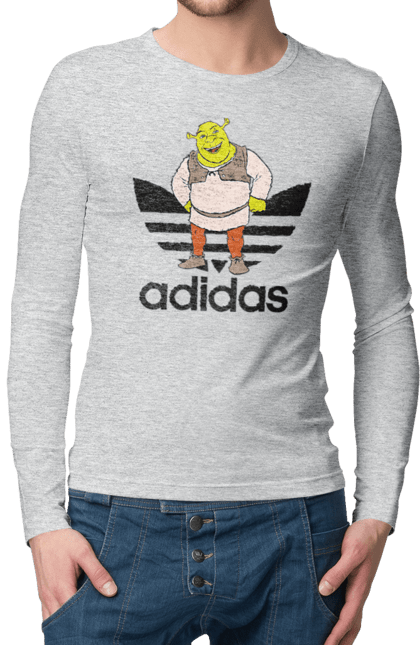 Men's longsleeve with prints Adidas Shrek. Adidas, cartoon, ogre, shrek. 2070702