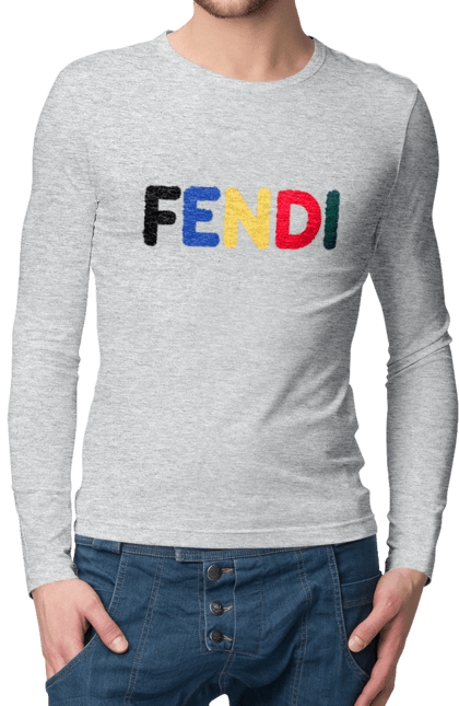 Мужской лонгслив с принтом Fendi. Fendi, lvmh, бренд, дом моды, италия, люкс, мода, одежда, сумка, фенди. 2070702