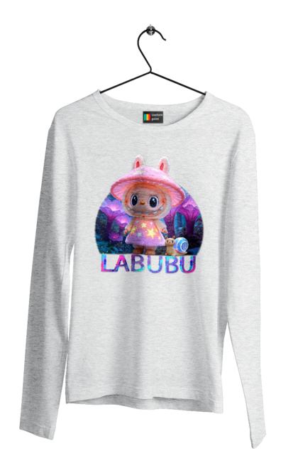 Чоловічий лонгслів з принтом "Лабубу". Брелок лабубу, іграшка лабубу, лабубу, лабубу кока кола, лялька лабубу, мерч лабубу, мила, рожева лабубу, смішна лабубу. 2070702