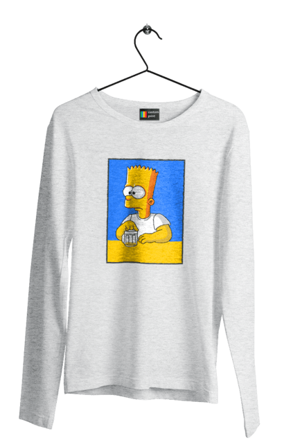 Men`s longsleeve with prints Bart is a beer lover. Bart, bart simpson, cartoon characters, cartoons, simpsons, ukrainian flag. 2070702