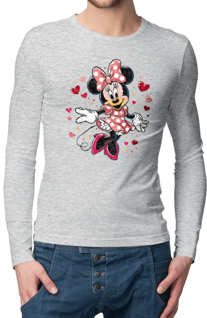 Чоловічій лонгслів з принтом "Мінні Маус". Mickey mouse, minnie mouse, дісней, для дівчат, міккі, міккі маус, мінні маус, мультфільм. 2070702