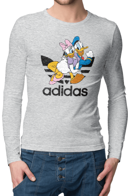 Men's longsleeve with prints Adidas Donald Duck. Adidas, animated series, cartoon, daisy duck, donald duck. 2070702