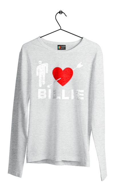 Чоловічий лонгслів з принтом "Біллі Айліш". Біллі айліш, логотип біллі айліш, принт біллі айліш, співачка біллі айліш. 2070702