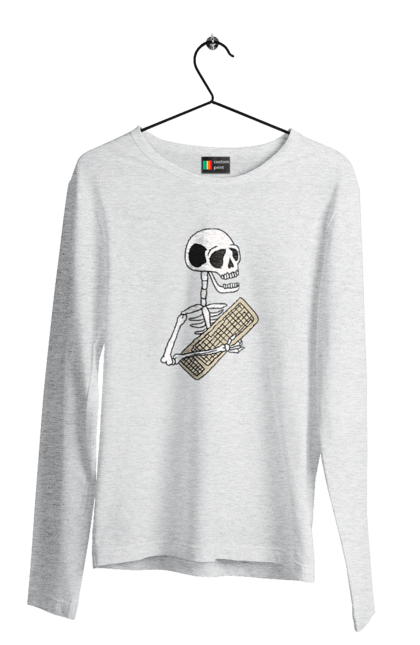 Чоловічий лонгслів з принтом "Вічний кодер". Ай ті, айтішник, бінарний, код, програміст, розробник, хакер. 2070702