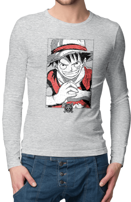 Men's longsleeve with prints One Piece Luffy. Anime, luffy, manga, monkey de luffy, one piece, pirates. 2070702