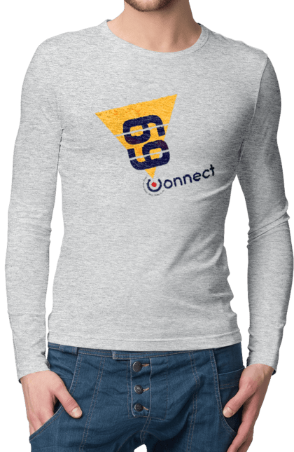 Чоловічий лонгслів з принтом "69  є контакт". Жарт, контакт, прикол, секс. 2070702