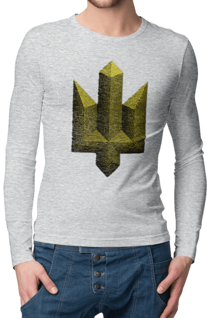 Men`s longsleeve with prints Emblem of power. Be brave, be brave, courage, emblem, glory to ukraine, ukraine, ukrainian courage, we are strong. 2070702