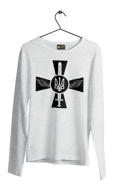 Мужской лонгслив с принтом Украина герб. Герб, крылья, меч, украина. 2070702