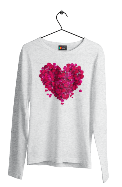 Men`s longsleeve with prints Heart From Rose Petals. Petals, rose flower. 2070702