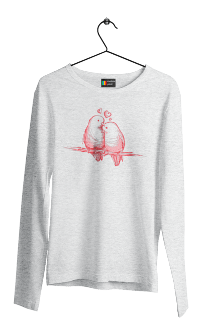 Men`s longsleeve with prints Parrots In Love. Lovers, parrots. 2070702