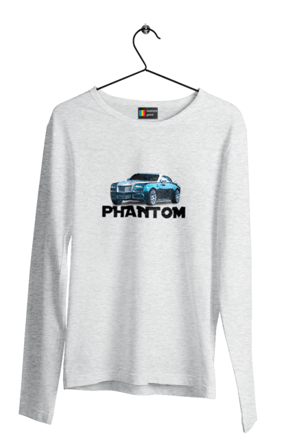 Чоловічий лонгслів з принтом "Ролс ройс". Авто, автомобіль, люкс клас, ролс ройс, седан, фантом. 2070702