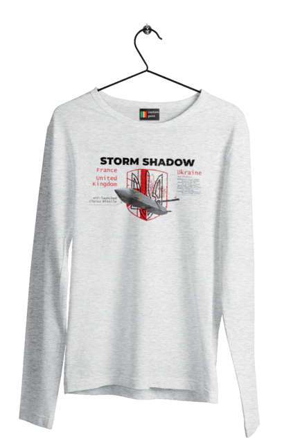 Чоловічий лонгслів з принтом "Storm Shadow". F16, nasams, storm shadow, zuzana, гаубиця, два герби, залужний, сюзанна. 2070702