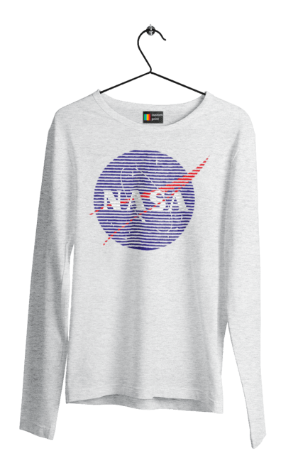 Men's longsleeve with prints NASA. Aeronautics, astronautics, aviation, nasa, research, rocket, science, space, technologies, usa. 2070702