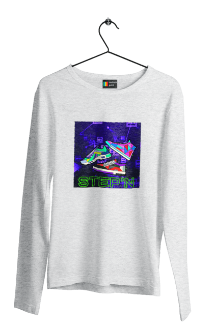 Men`s longsleeve with prints Step`n. Crypt, cryptocurrencies, nft, nft sneakers, solana, stepn, virtual crosses. 2070702