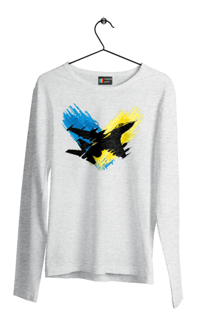 Men`s longsleeve with prints Airplane F 16. Aircraft f16, airplane, f16, flag, patriotic, ssu, with a flag. 2070702