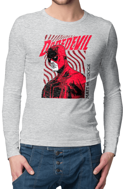 Men's longsleeve with prints Daredevil. Daredevil, lawyer, marvel, matt murdock, superhero, television series, tv series. 2070702