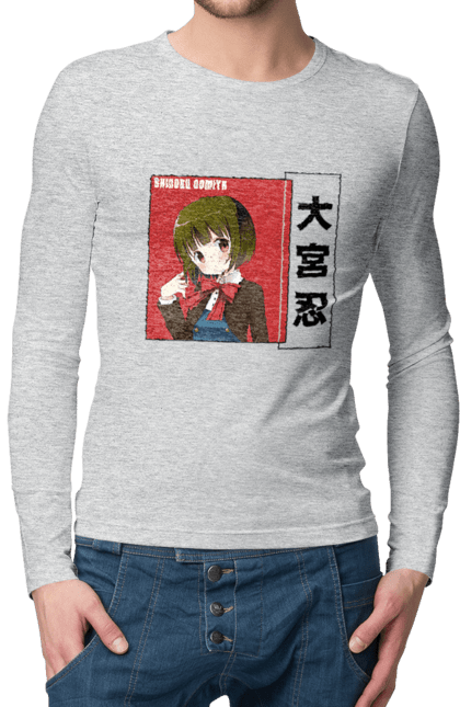 Men's longsleeve with prints Kiniro Mosaic Shinobu Omiya. Anime, gold mosaic, kiniro mosaic, kinmoza, manga, shinobu, shinobu omiya. 2070702