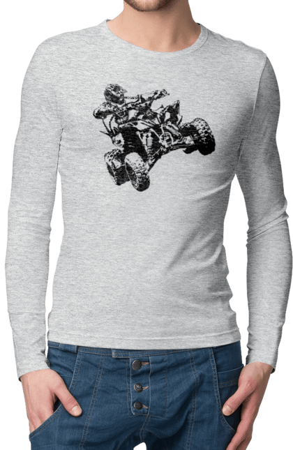 Men`s longsleeve with prints Man On Atv Black. Atv, extreme, race. 2070702