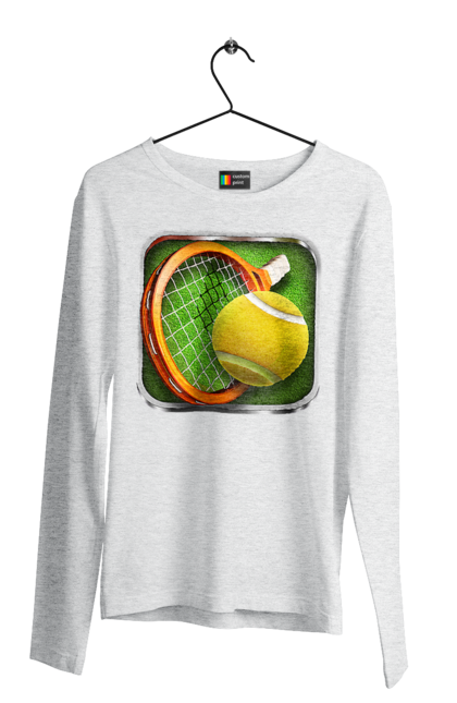 Men`s longsleeve with prints Tennis. Ball, ground tournament, london, players, prize fund, racket, sponsor, tennis, tournament grid. 2070702