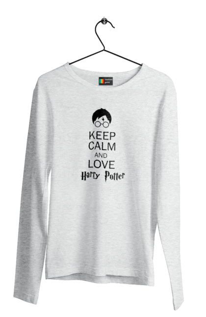 Чоловічій лонгслів з принтом "Keep calm and love Harry Potter". Gryffindor, harry potter, hogwarts, keep calm, гаррі поттер, грифіндор, книга, фільм, франшиза, хогвартс. 2070702