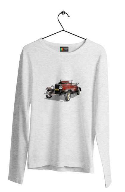 Чоловічий лонгслів з принтом "Авто.4". Авто, професійне фото, ретро авто, фото, червона гамма барв. 2070702