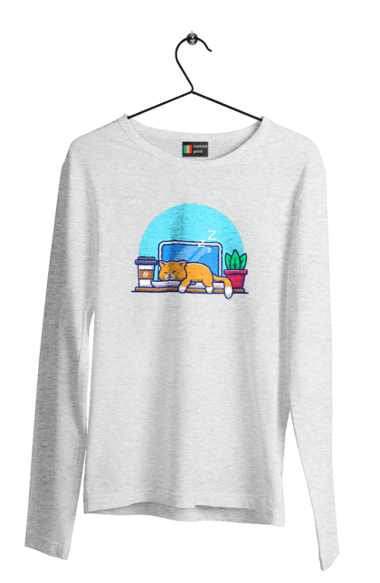 Чоловічий лонгслів з принтом "Кіт програміст". Angular, c, css, html, it, javascript, jquery, php, python, react, svelt, vue, айтишник, айті, гумор, код, кодувати, прогер, програміст, програмісти, ти ж, ти ж програміст, тиж програміст. 2070702