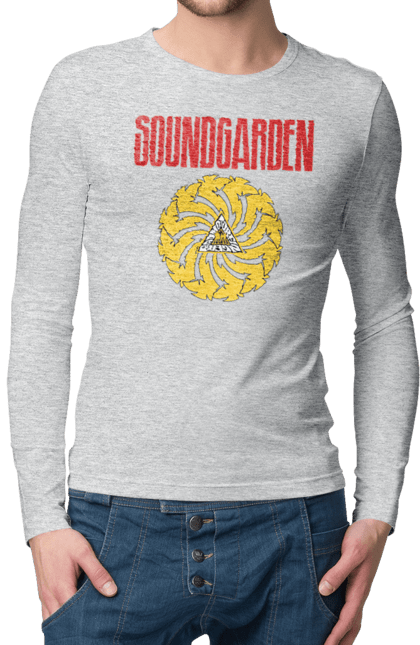 Чоловічій лонгслів з принтом "Soundgarden". Sound garden, soundgarden, альтернативний рок, гранж, група, метал, музика, рок, хард рок. 2070702