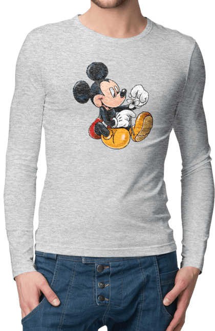 Чоловічій лонгслів з принтом "Міккі Маус". Mickey mouse, дісней, міккі, міккі маус, мультфільм. 2070702