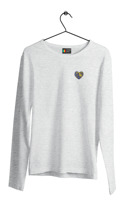 Чоловічий лонгслів з принтом "Серця незламних". Жрвто синій, незламні, серце, символіка, україна. 2070702