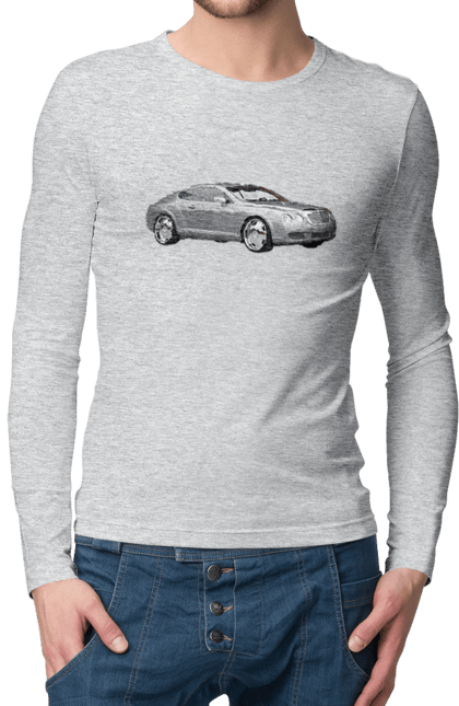 Men`s longsleeve with prints Auto. Auto, car, expensive car, gray car, stylish car. 2070702