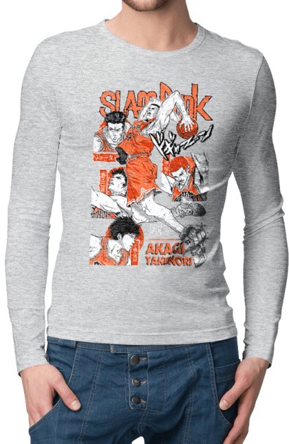 Men's longsleeve with prints Slam Dunk Takenori Akagi. Anime, basketball, comedy, manga, school, shonen, slam dunk, sports anime, takenori akagi. 2070702