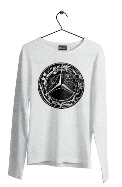 Чоловічий лонгслів з принтом "Mercedes Benz Лого Арт". Авто, автомобіль, логотип мерседес, машини, мерс, мерседес. 2070702