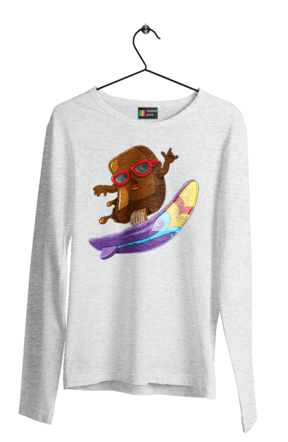 Men`s longsleeve with prints Morozhenko On The Surf. Glasses, ice cream, summer, surfing. 2070702