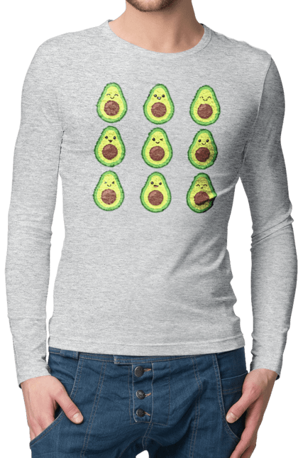 Men`s longsleeve with prints Avocado Mood. Avocado, emotion, food. 2070702