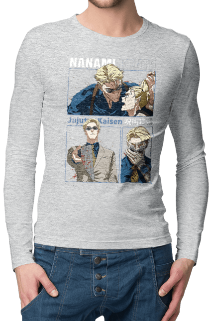 Чоловічій лонгслів з принтом "Магічна битва Нанамі". Anime, jujutsu kaisen, manga, nanami, nanami kento, аніме, магічна битва, манга, нанамі, нанамі кенто. 2070702