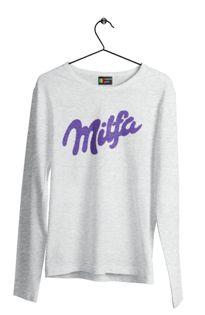 Чоловічий лонгслів з принтом "Milfa". Гумор, для жінок, жіноча, меми, мілка, мілфа, прикол, смішне, смішні. 2070702