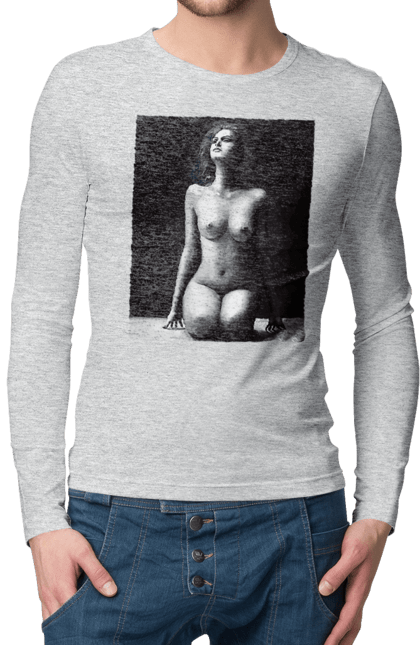 Men`s longsleeve with prints Body beauty. Body beauty, breast, female body, women`s breasts. 2070702