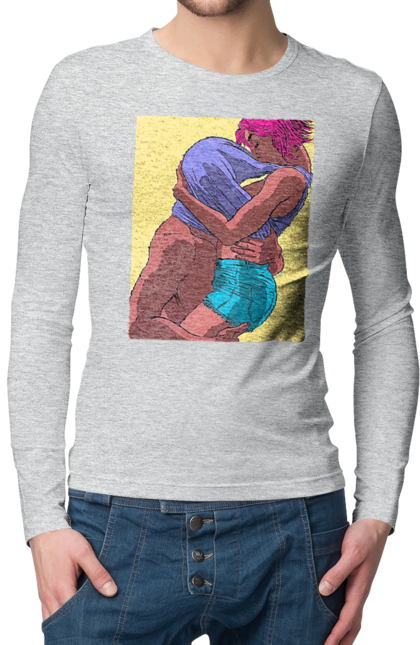 Чоловічий лонгслів з принтом "Чоловік Під Майкою У Дівчата". Пристрасть, сиськи. 2070702