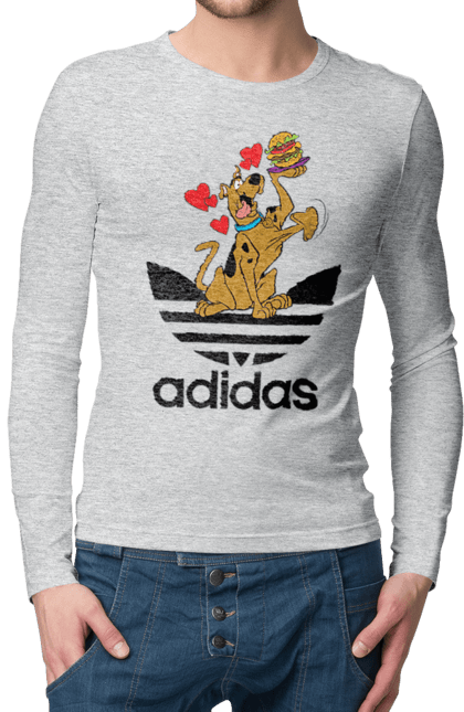 Men's longsleeve with prints Adidas Scooby Doo. Adidas, animated series, dog, scooby doo, scooby doo, scooby-doo, tv series. 2070702