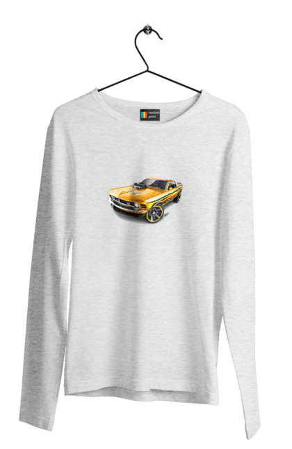 Men`s longsleeve with prints Ford mustang. An american legend, cult car, ford mustang, mustang, powerful car, shelby, yellow mustang. 2070702