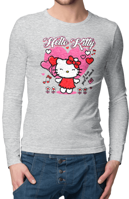 Men's longsleeve with prints Hello Kitty. Brand, cat, character, hello kitty, kitten. 2070702