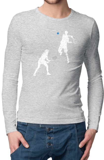 Чоловічий лонгслів з принтом "Теніс". Великий теніс, гравці, грунт, м`яч, призовий фонд, ракетка, спонсор, турнір на ґрунті, турнірна сітка, хард. 2070702