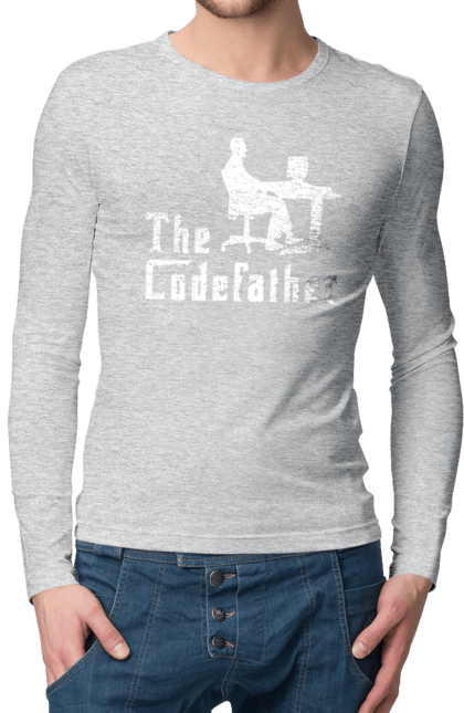 Чоловічий лонгслів з принтом "Батько коду". Айті, айтішник, батько коду, для айтішника, для програміста, подарунок айтішнику, подарунок програмісту, програміст, розробник. 2070702