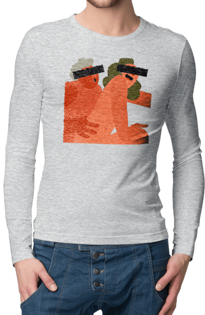 Men`s longsleeve with prints Love and hidden camera. Chewing gum, friendship, fun, hidden camera, humor, love, peace, sex, smex. 2070702