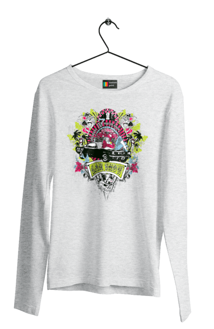 Мужской лонгслив с принтом Автомобильное Шоу, Лето. Автомобиль, деньги, карты, пальма, шоу. 2070702