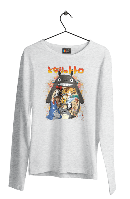 Men's longsleeve with prints Totoro. Adventures, anime, comedy drama, fantasy, film, my neighbor totoro, tv series. 2070702