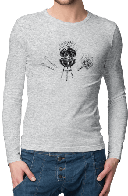 Men`s longsleeve with prints Barbecue Fry Meat. B-b-q, fry, meat. 2070702