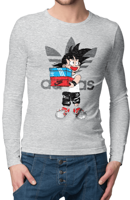 Чоловічій лонгслів з принтом "Adidas Сон Гоку". Adidas, dragon ball, manga, son goku, адідас, аніме, гоку, манга, перли дракона, сон гоку. 2070702