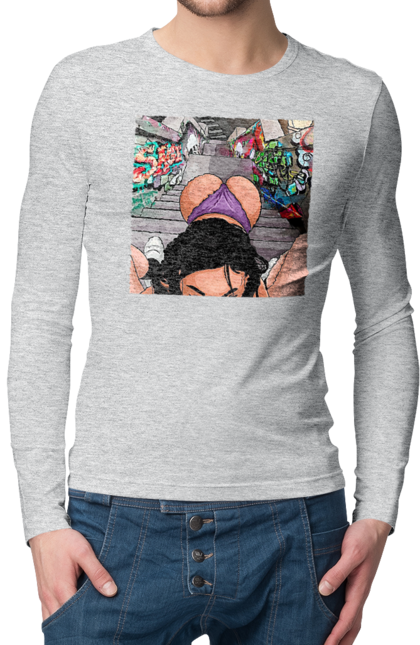 Чоловічий лонгслів з принтом "Дівчина На Колінах Перед Хлопчиною". Гола, жопа, на колінах, смоктати. 2070702